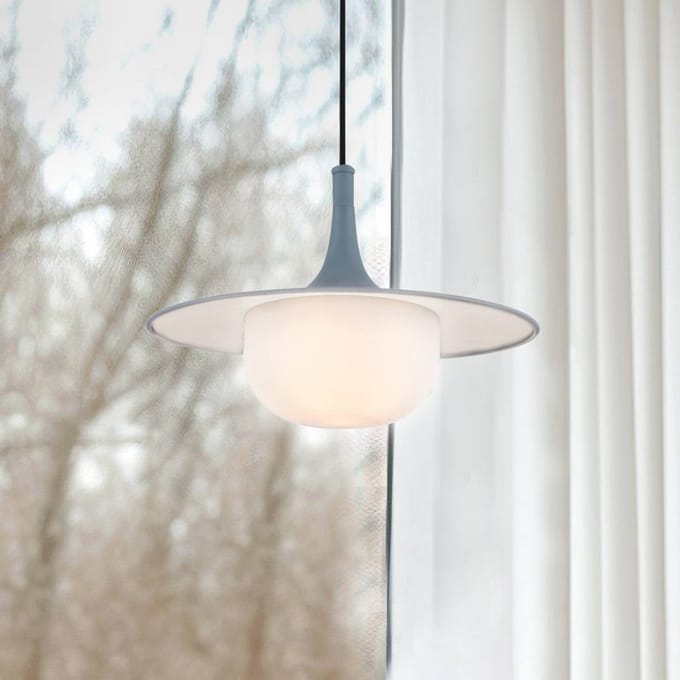 Viokef Hanglamp Fred, grijs/wit, Ø 35 cm, kunststof/metaal