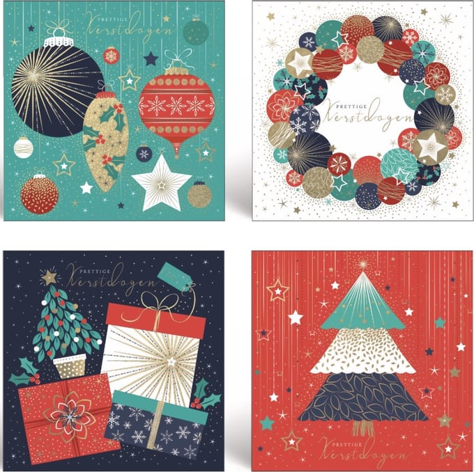 100 Luxe Kerstkaarten en Nieuwjaarskaarten met Enveloppen - 10x10CM