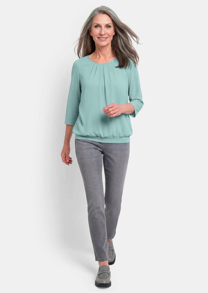 Verzorgd shirt in elegante blouselook - mintgroen - Gr. 20 van Goldner Fashion