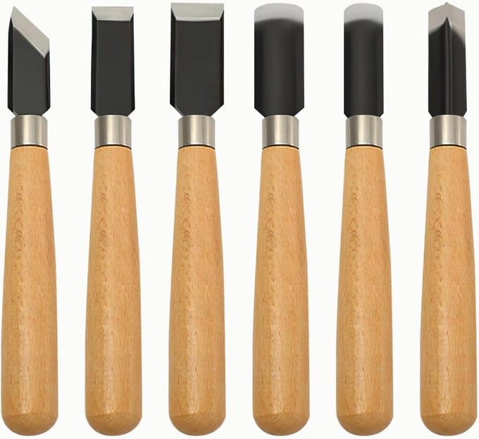 Set van 6 Houtbeitels voor Precisie Bewerking en Graveren