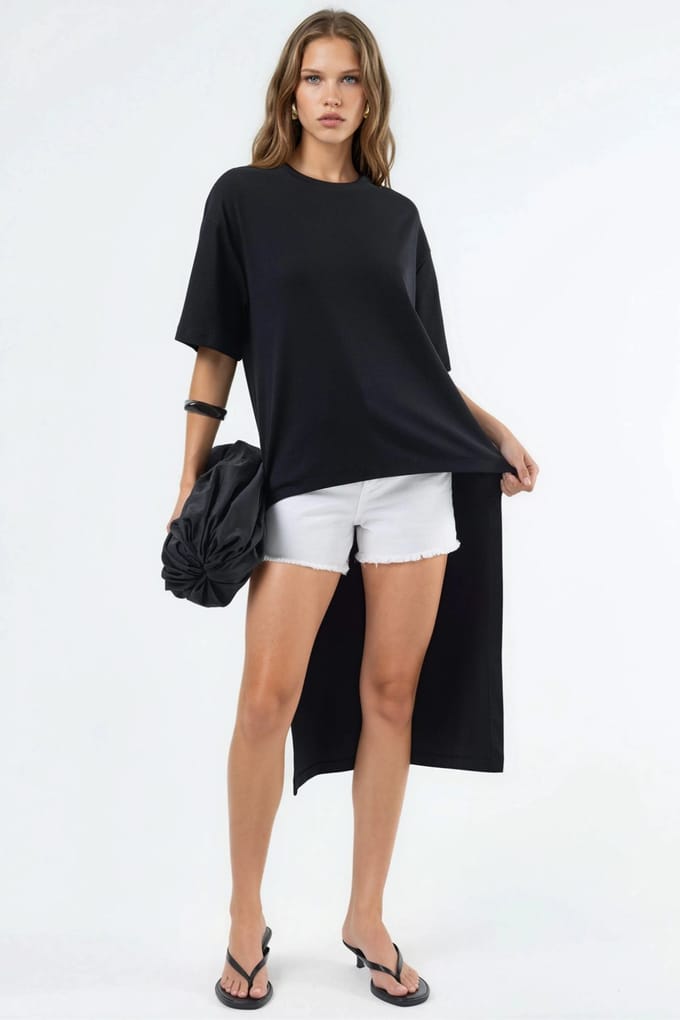 Overized Crew Neck Tuniek met Splits