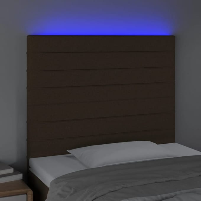 vidaXL - Hoofdbord - LED - 90x5x118/128 - cm - stof - donkerbruin