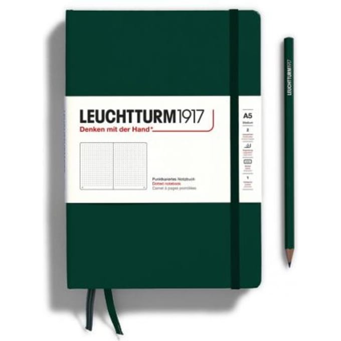 Leuchtturm1917 notitieboek, hardcover, medium a5, dotted, bos groen