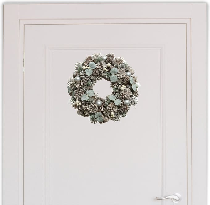Kerstkrans/dennenkrans - groen - blauwe decoratie - D50 cm - kerstkransen