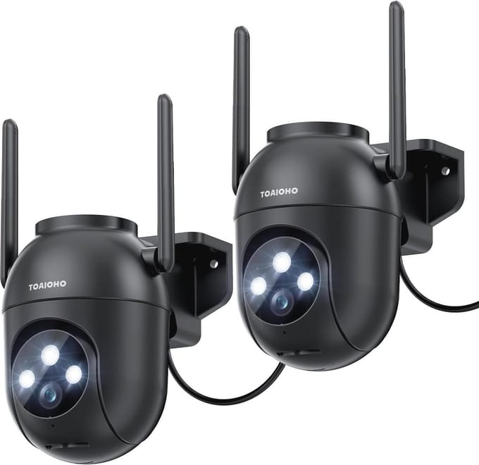 Draadloze Buiten Camera Set - 5MP 360° PTZ IP Camera met Tweeweg Communicatie en Bewegingsdetectie
