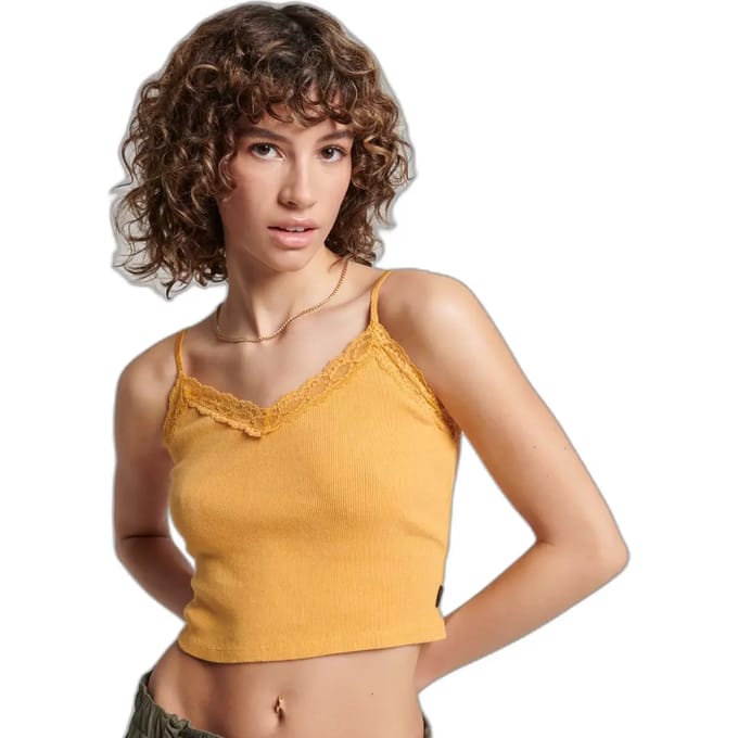 Geribbelde tanktop met kanten randje Superdry