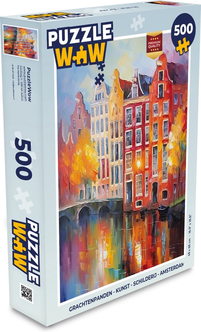 Puzzel Grachtenpanden - Kunst - Schilderij - Amsterdam - Legpuzzel - Puzzel 500 stukjes