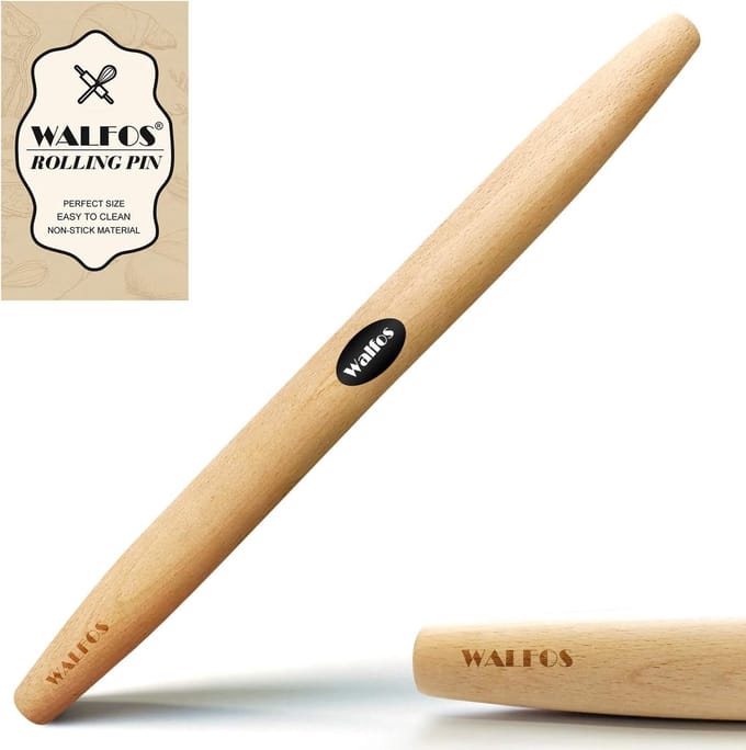 Deegroller Hout - Bakroller Keuken - Bakken en Pastries - Taps toelopend Ontwerp - 40 cm - Natuurlijk Hout