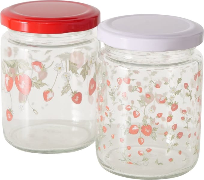 Voorraadpot aardbei 240ml glas