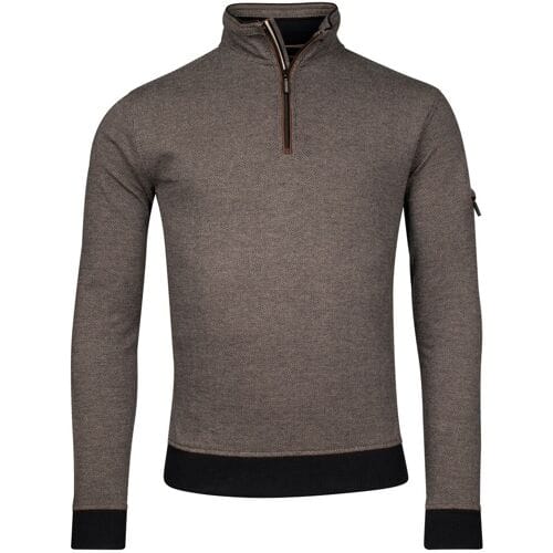 Baileys Trui Sweatshirt Half Zip Yarn Dyed Jacquard Doubleface Interlock Blauw / male