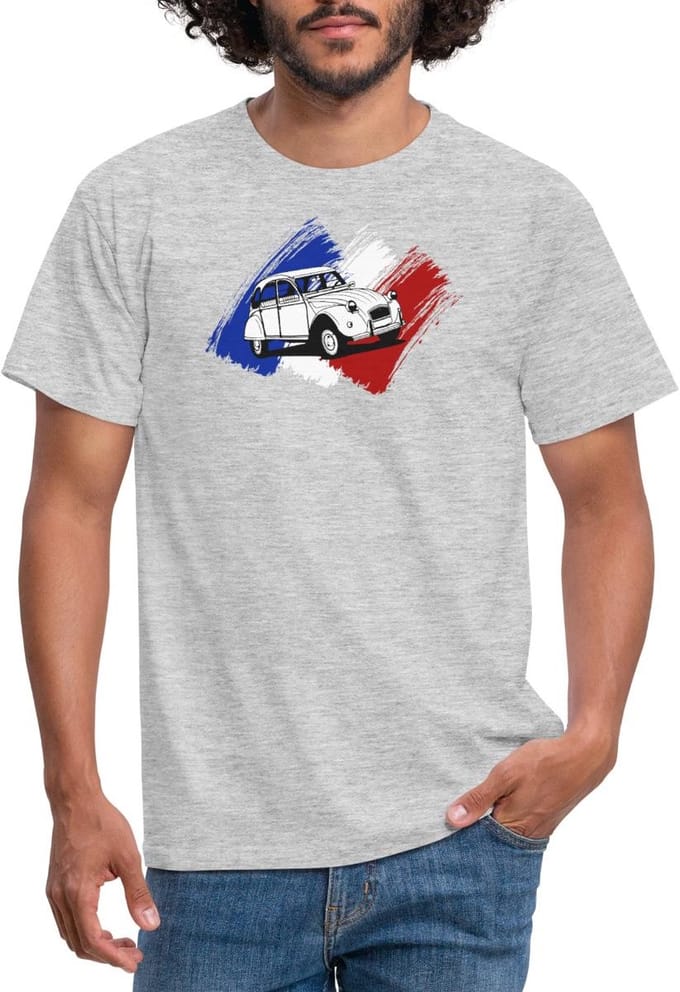 Citroën 2CV Model Franse Vlag T-Shirt Heren