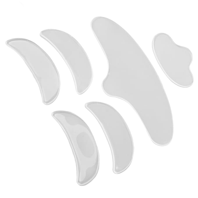 6 Stuks Siliconen Gezichtspad Set Herbruikbare Oog Voorhoofd Kin Rimpelpleisters Anti-Aging voor Schoonheid white