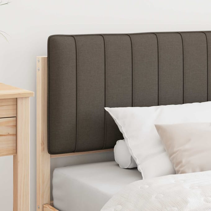 vidaXL - Bedframe - met - Gevoerde - Hoofdbord - Taupe - 90 - x - 190 - cm