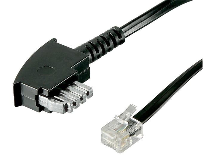 Goobay TAE-N kabel (internatinaal pinout) 4-pin, met koper beklede aluminium geleider (CCA), TAE-N-stekker > RJ11/RJ14-stekker (6P4C)