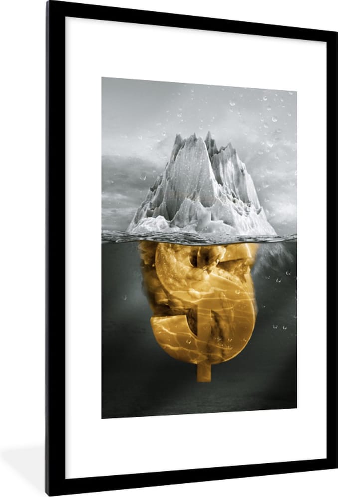 Fotolijst incl. Poster - Zee - Goud- Dollar - 60x90 cm - Posterlijst