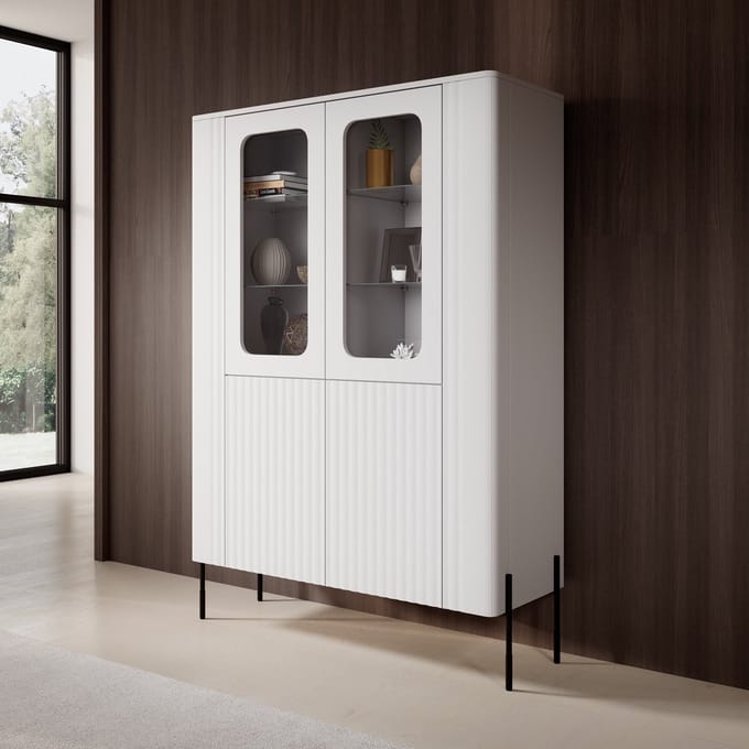 Meubella - Vivi - Vitrinekast - Wit - 110x40x160 cm
