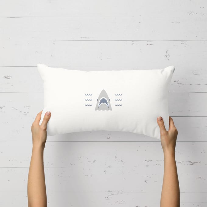 Jaws Mini Shark Rectangular Cushion - 30x50cm - Soft Touch