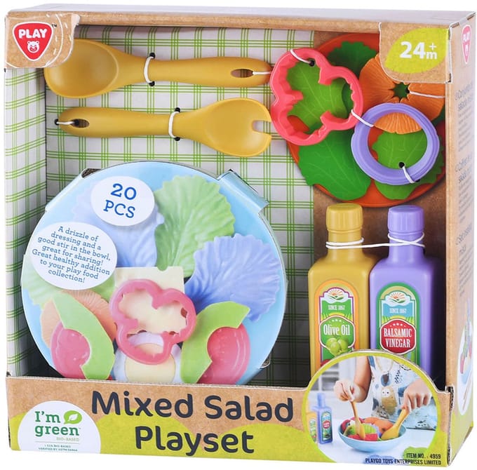 Play salade speelset biologisch plastic 20-delig kinderspeelgoed.