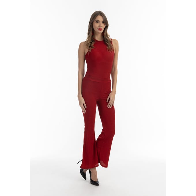 faina jersey broek met glanzend garen