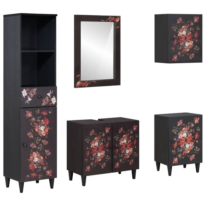 vidaXL - Badkamerkast - set - 5 - st - 62 - x - 33 - x - 58 - cm - Massief - Mango - Hout