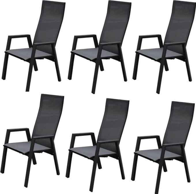Nancy dining tuinstoel verstelbaar antraciet textileen set van 6