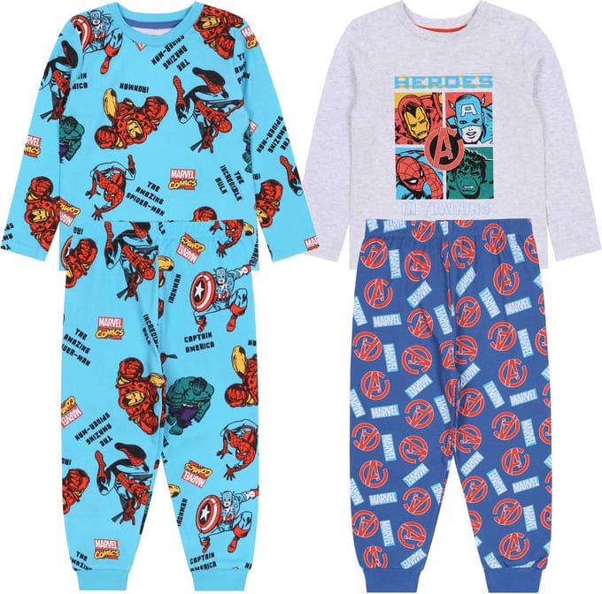2x Blauwe-grijze pyjama met lange mouwen - MARVEL