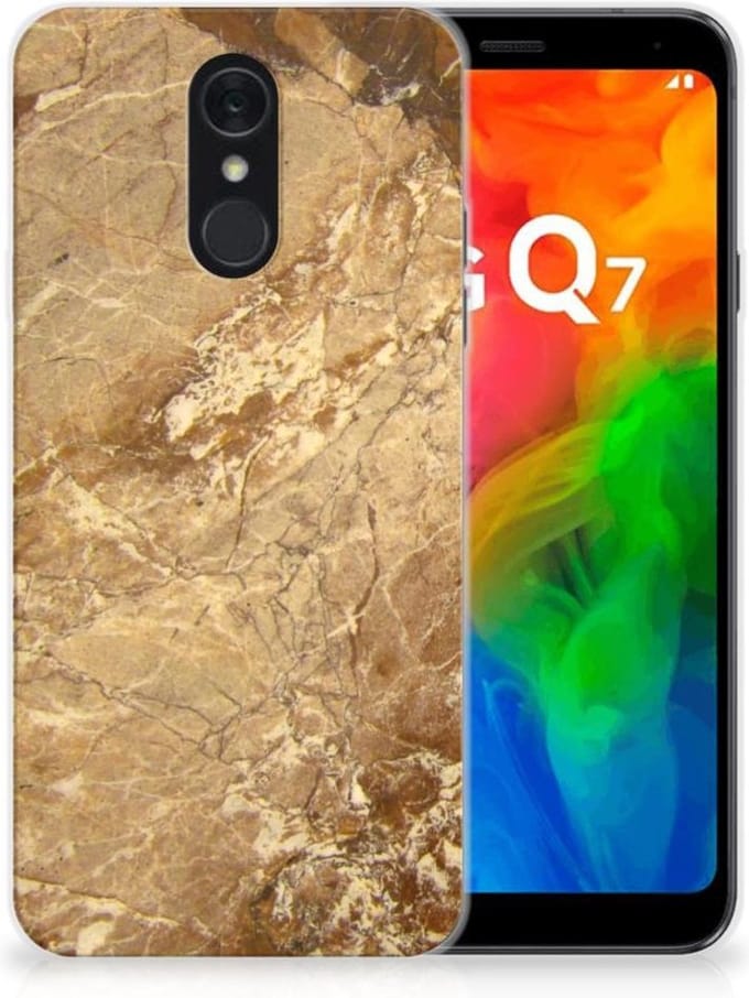 LG Q7 TPU Siliconen Hoesje Marmer Creme