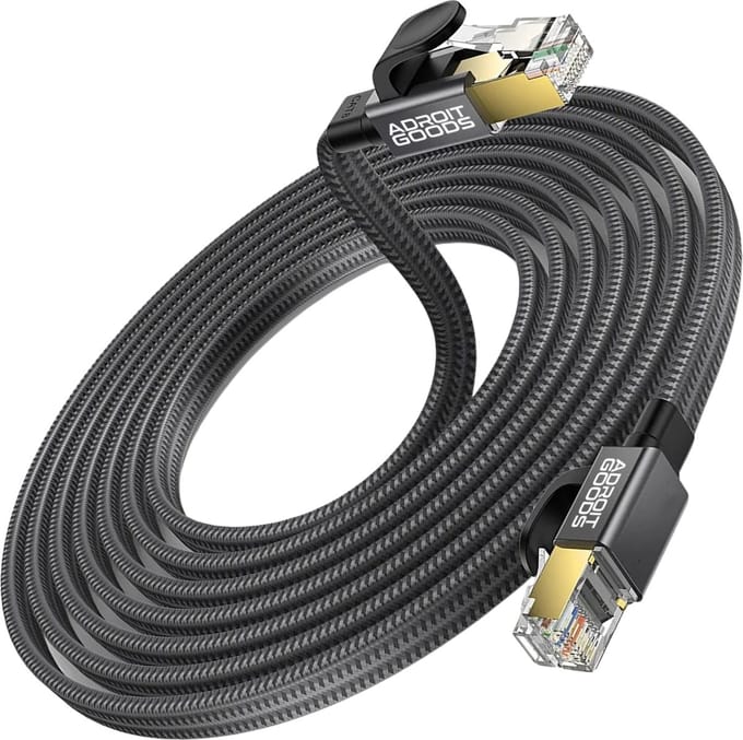 AdroitGoods Internetkabel Cat 8 - Netwerk/Ethernet kabel - F/FTP - 40Gbps 2000Mhz SFTP RJ45 Flat Netwerkkabel - Afgeschermd - 20 Meter