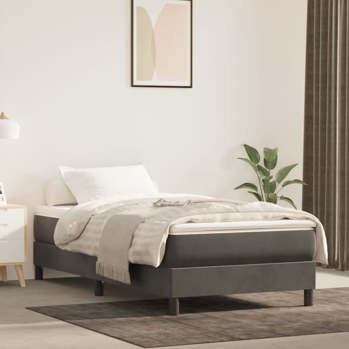 vidaXL - Pocketveringmatras - medium - 100x200x20 - cm - fluweel - donkergrijs