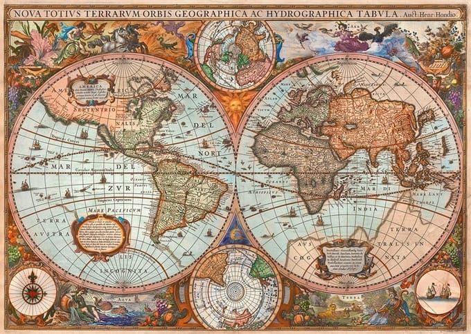 Antiek Wereldkaart Puzzel van 3000 Stukken