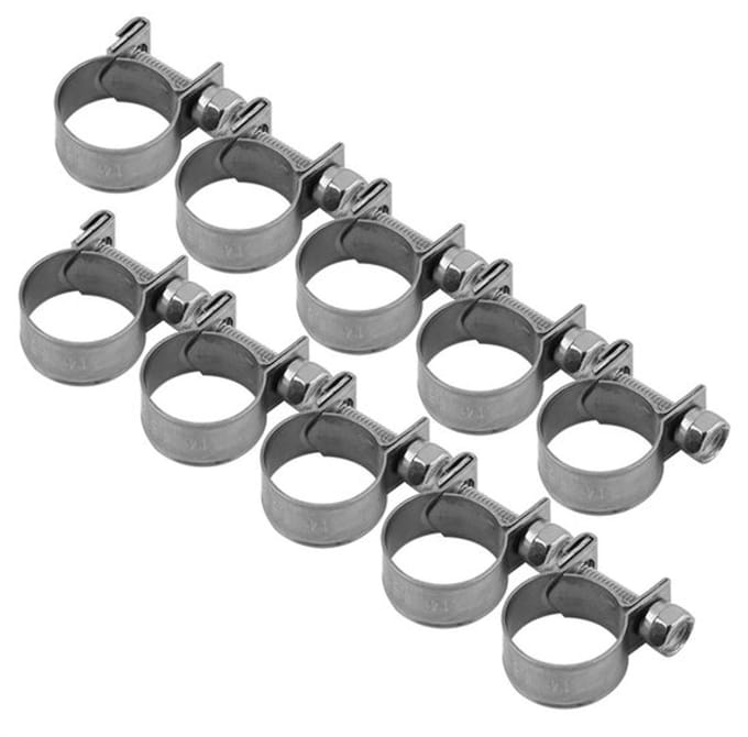 Allecto - Slangklemmen Set van 10 - Rvs Mini Klemmen - Brandstofslang