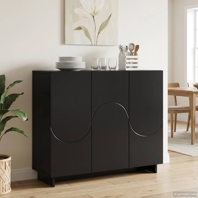 vidaXL - Dressoir - Zwart - 85,5 - x - 31 - x - 75 - cm - Bewerkt - hout