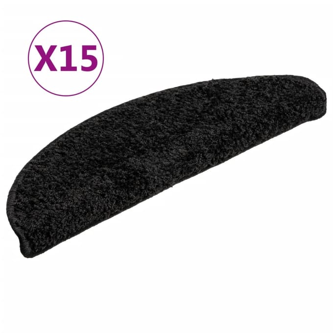 vidaXL - Trapmatten - 15 - st - 56x17x3 - cm - Zwart - Halfrond