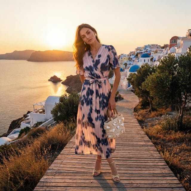 Champagne Blur Midi-jurk met dierenprint en overslag