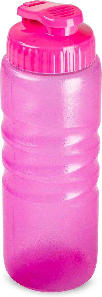 Plasticforte Drinkfles/waterfles/bidon - 650 ml - transparant/roze - kunststof