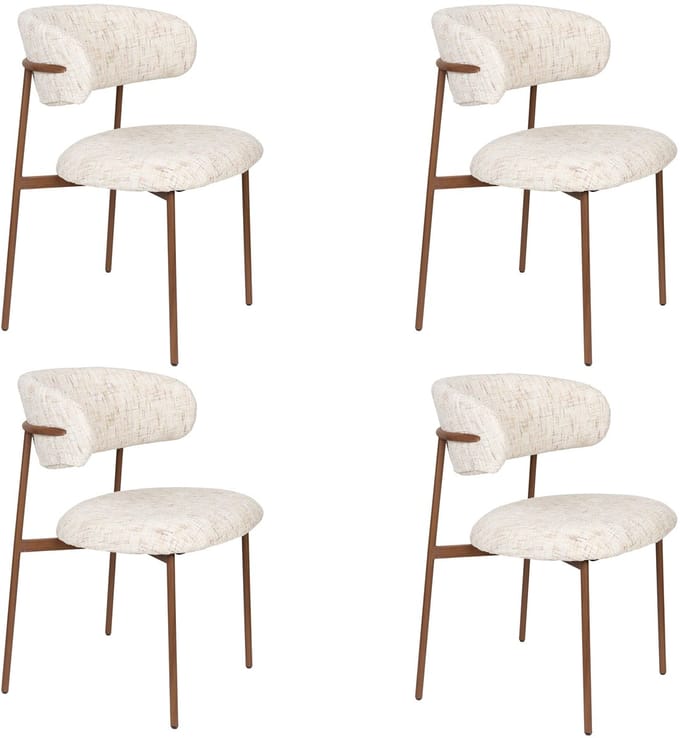 Housecraft Living Claes Eetkamerstoelen Gemêleerd Off-White - Set van 4