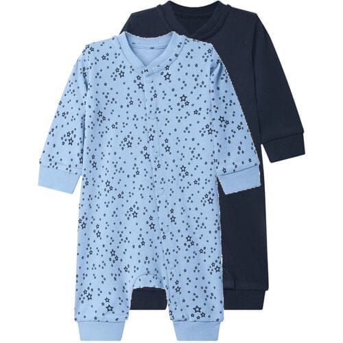 LUPILU Baby slaapoverall, 2 stuks. (Donkerblauw/blauw, 86/92)