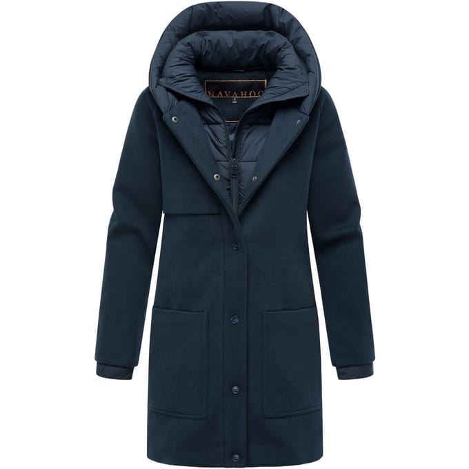 Navahoo Flauschwunder dames wintermantel met afneembare kraag