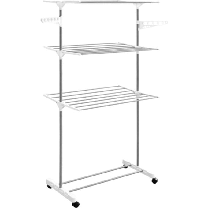 4goodz Droogrek 16 mtr Droogruimte 80x60x165 cm - Wit - 3 niveaus