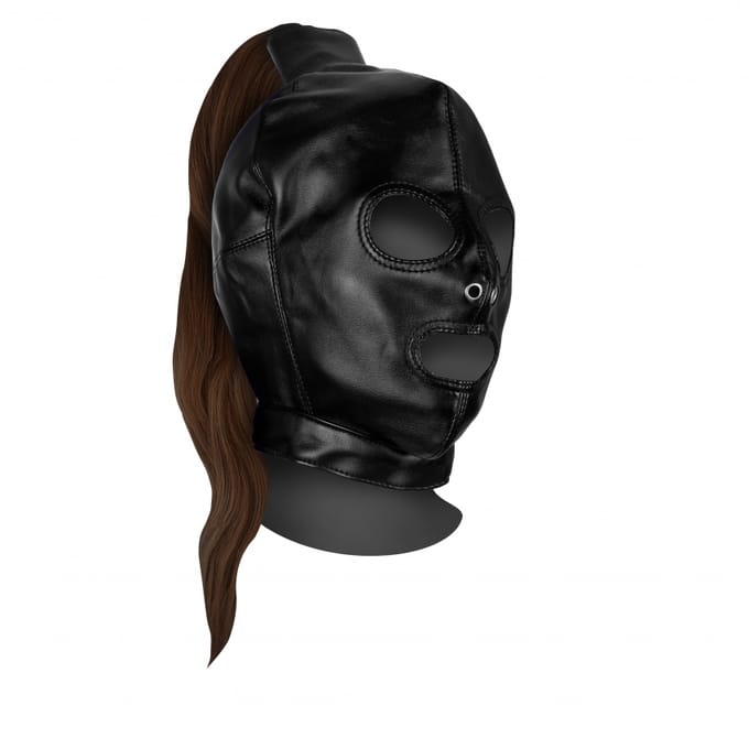OUCH! Masker met bruine paardenstaart - Zwart