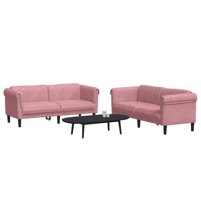 vidaXL - 2-delige - Loungeset - fluweel - roze