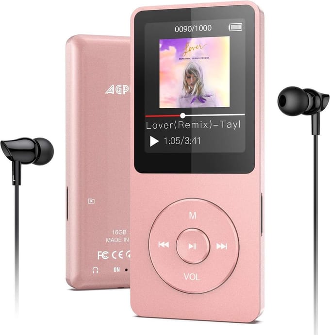 Draagbare MP3 Speler met Bluetooth, 16GB en Hoofdtelefoon