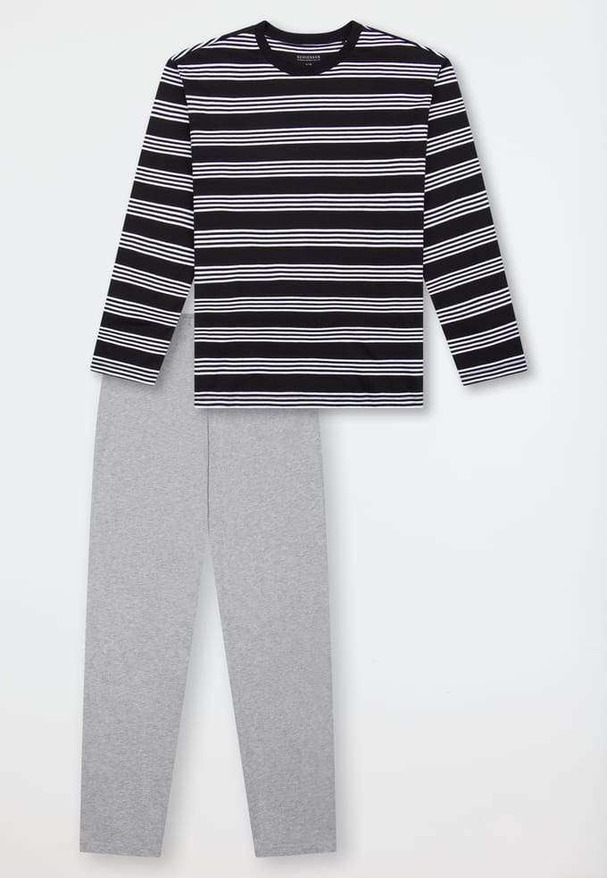 Lange pyjama met streepjes, zwart - Teens Nightwear 152
