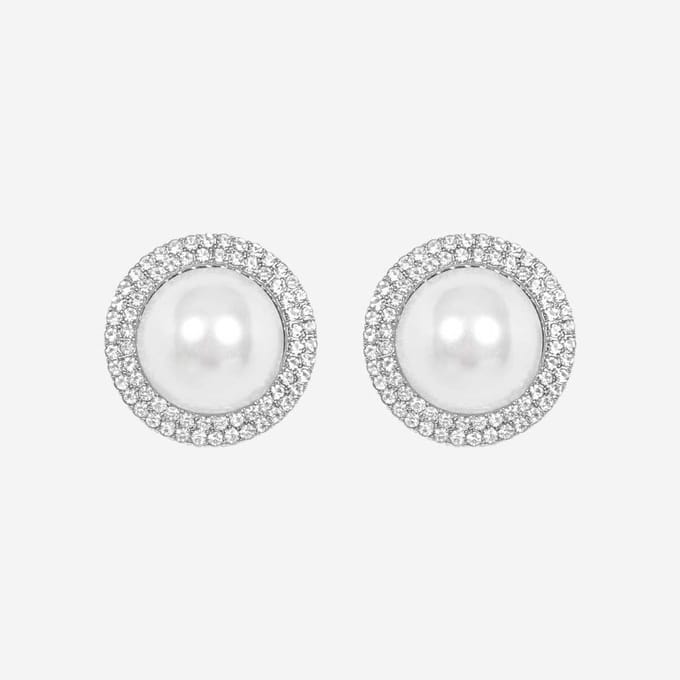 Margot Bardot Mallory Pearl Studs Silver