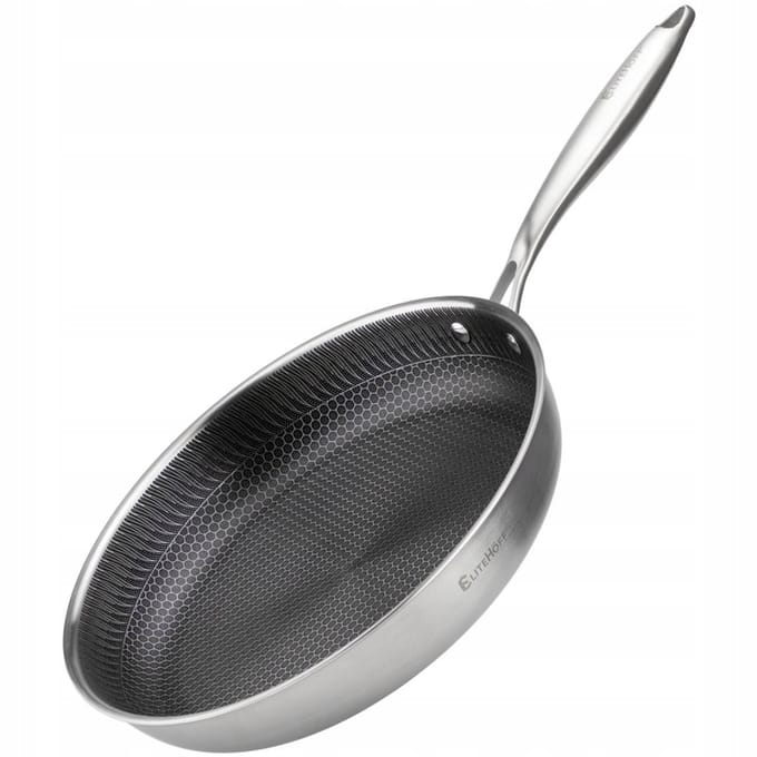 Roestvrijstalen Koekenpan 30cm met Honingraat Coating - Duurzaam