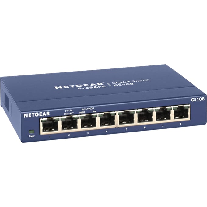 NETGEAR GS108 - Netwerk Switch - Unmanaged - 1 Gbps - 8 poorten