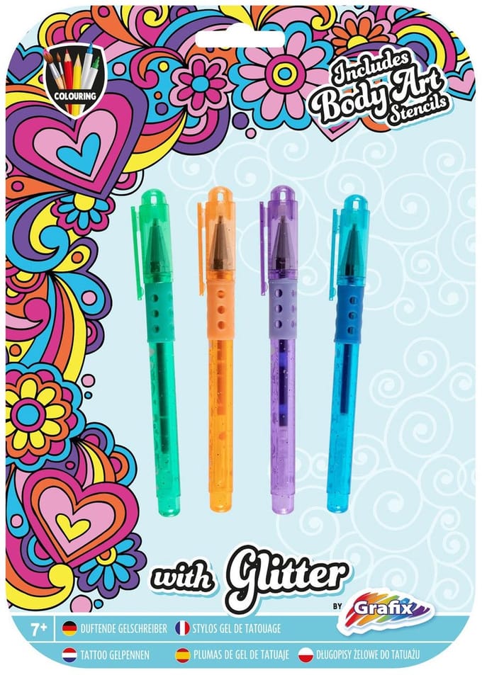 Grafix Tattoo Glitter Gelpennen op kaart