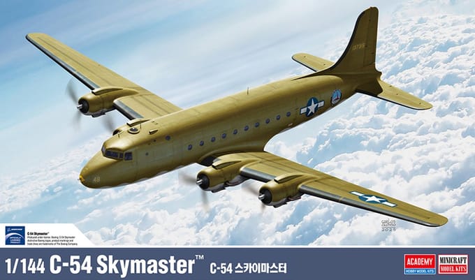Academy Modelbouwpakket Vliegtuigen - 12652 Douglas C-54 Skymaster WWII - Amerikaans Propellervliegtuig Plastic - 1:144 - Modelbouw