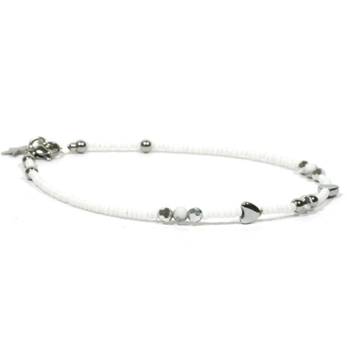 Heaven Eleven - dames - Enkelbandjes - wit - ibiza - 2mm - 25cm