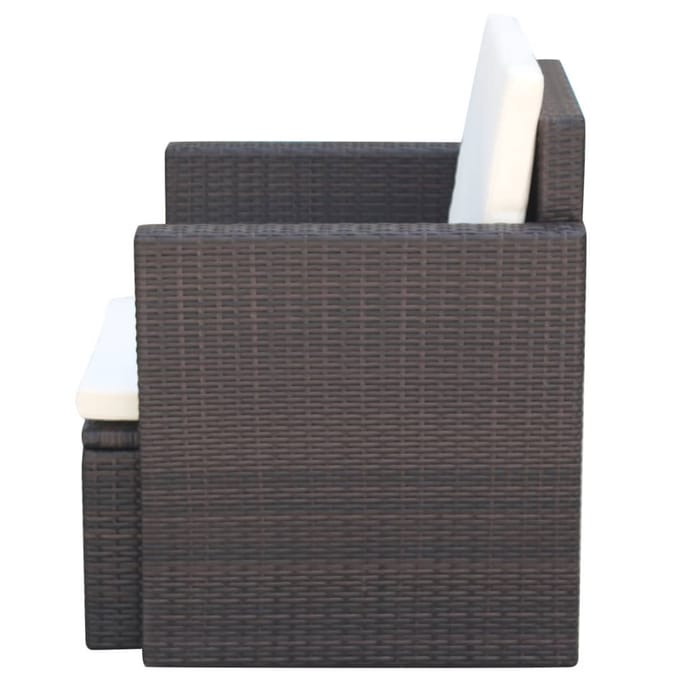 vidaXL - Tuinstoel - met - kussens - poly - rattan - bruin
